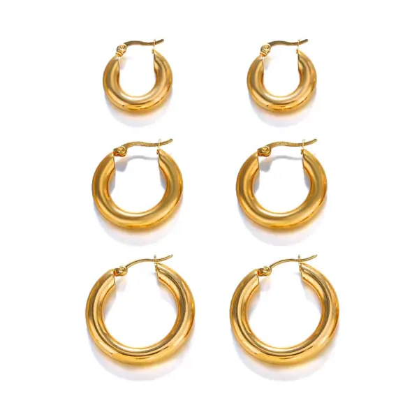 Wholesale PVD Coated 18K Gold Plated Solid Color 304 Stainless Steel Simple Style Waterproof Non Tarnish Earrings