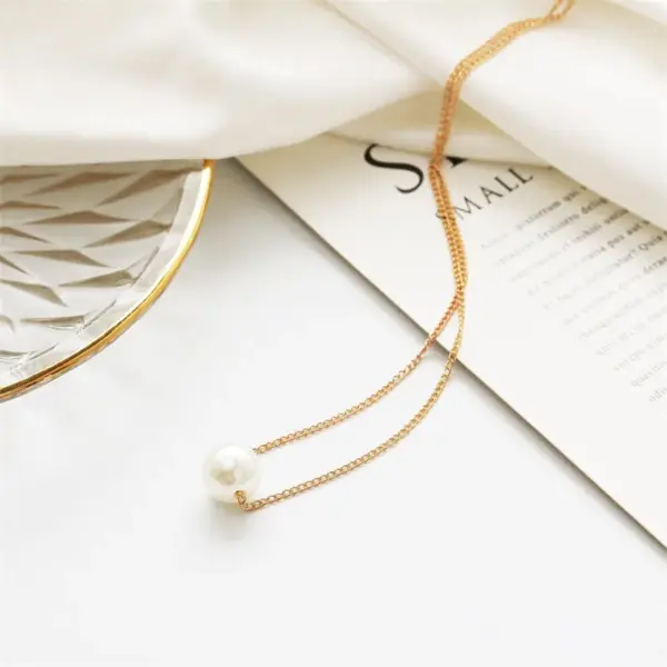 Korean Style Geometric Star Pearl Alloy Pendant Necklaces Wholesale