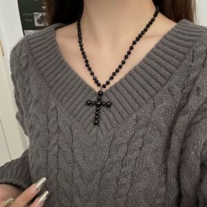 Black cross necklace x4815a