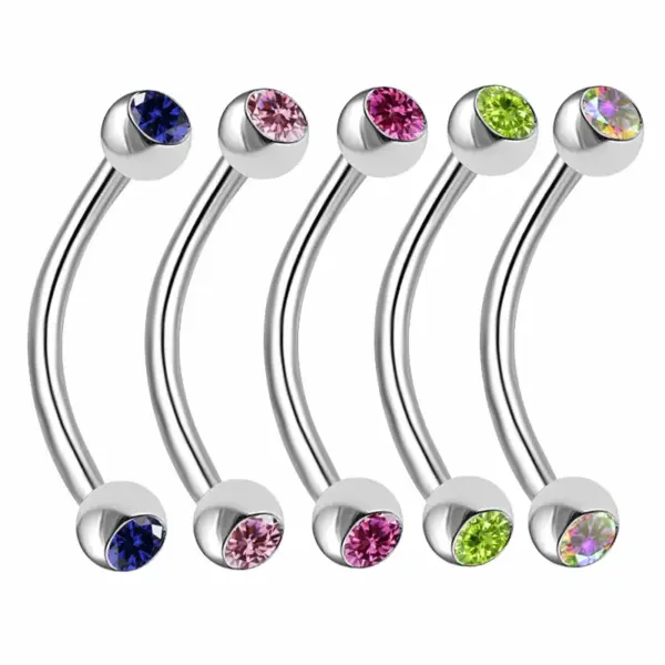 Wholesale Rock Streetwear Ball Stainless Steel Polishing Plating Inlay Rhinestones White Gold Plated Tongue Nail