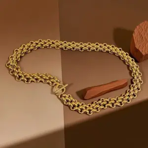 X0296-OT Buckle Watch Chain-Necklace- Gold