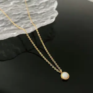 05-I 6 Titanium Steel Opal Necklace / Gold