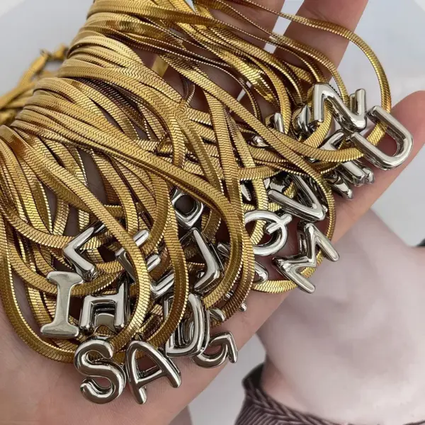 Titanium Steel Snake Bone Chain Necklace 26 Letters Hot Selling DIY Jewelry Lightweight Luxury Versatile For Women