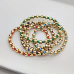 Wholesale Copper Ig Style Color Block Beaded Knitting Bracelets