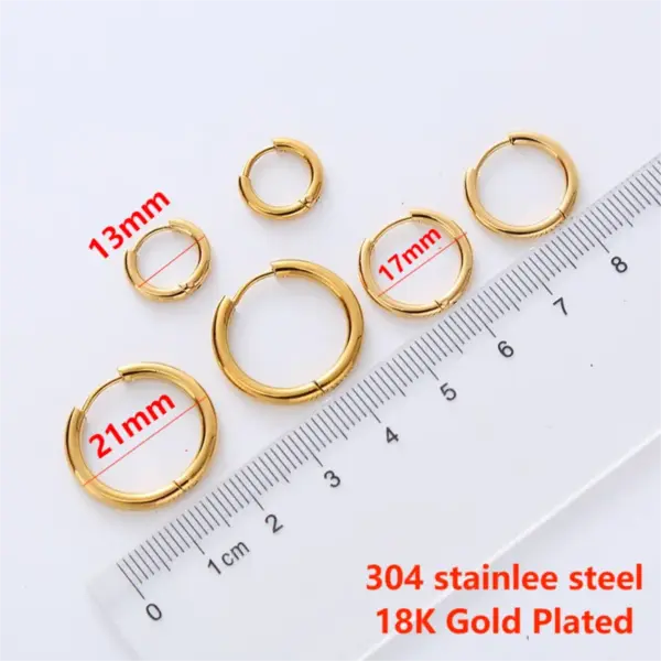 303 Stainless Steel Circle Electroplating No Inlaid Golden Plated Simple Style Plating Gold Earrings