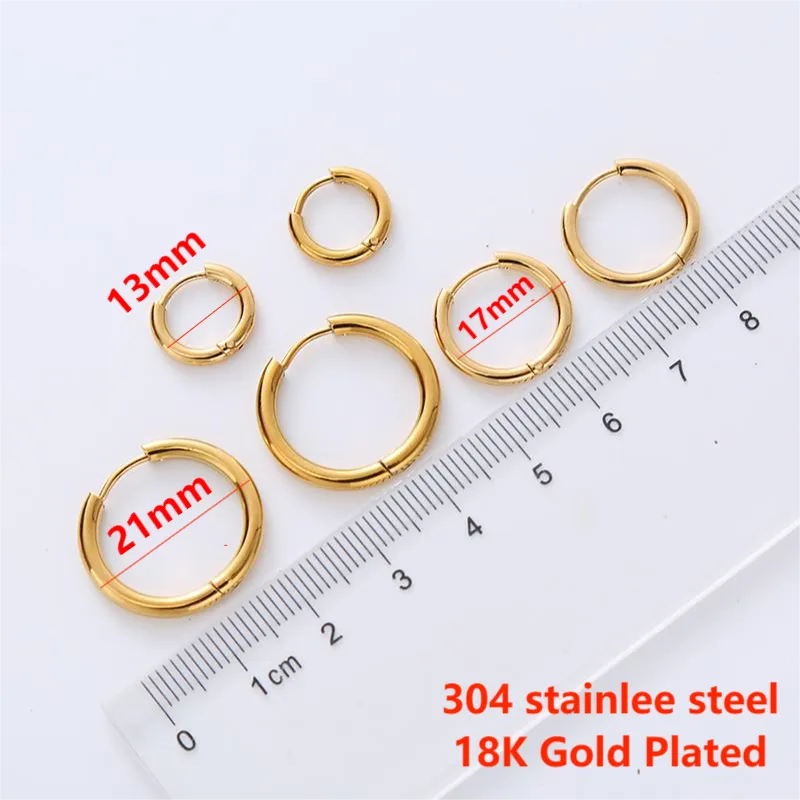 Wholesale 303 Stainless Steel Circle Electroplating No Inlaid Golden Plated Simple Style Plating Gold Earrings