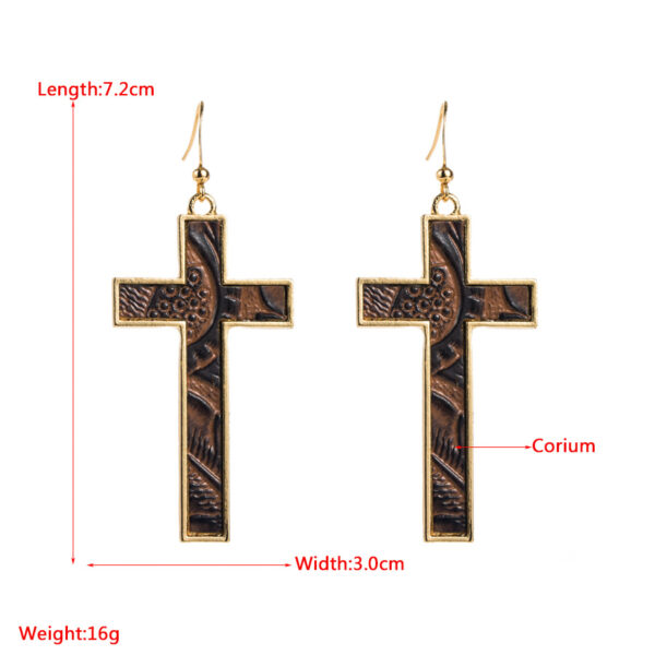 Wholesale Amazon popular earrings Bohemian gold-plated leopard leather cross trendy earrings simple party earrings