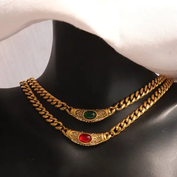 Wholesale Jewelry Elegant Retro Geometric 304 Stainless Steel Plating Pendant Necklace