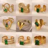 Wholesale PVD Coated Real Gold Plated 18K Gold Geometric 304 Stainless Steel Vintage Style French Style Waterproof Non Tarnish Open Rings