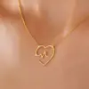 Wholesale 304 Stainless Steel Electrocardiogram Heart Shape Ion Plating (IP) 18K Real Gold Plated Elegant Waterproof Non Tarnish Cable Chain Gold Pendant Necklace
