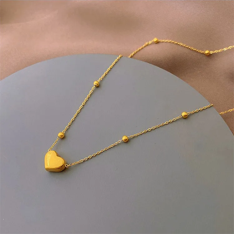 Wholesale Titanium Steel Simple Style Heart Shape Plating Necklace