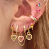 1 Pair Ins Style Fashion Heart Shape Butterfly Plating Inlay Copper Zircon Gold Plated Earrings
