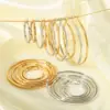 Wholesale PVD Coated Real Gold Plated 18K Gold Solid Color 304 Stainless Steel Simple Style Waterproof Non Tarnish Hoop Earrings