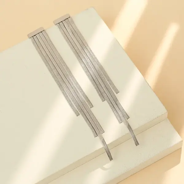 Wholesale Fashion Solid Color Tassel Plating 304 Stainless Steel 16K Gold Plated White Gold Plated Gold Plated Stainless Steel Earrings