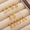Wholesale Moon Pattern Valentine's Day Stud Earrings For Unisex, 304 Stainless Steel With 18K Real Gold Plated 0.03µm Thickness And Zircon Inlay