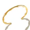 PVD Coated Real Gold Plated Solid Color Titanium Steel Simple Style Waterproof Non Tarnish Cu Bracelets
