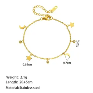 B5033 Xingyue Single Diamond Anklet Gold