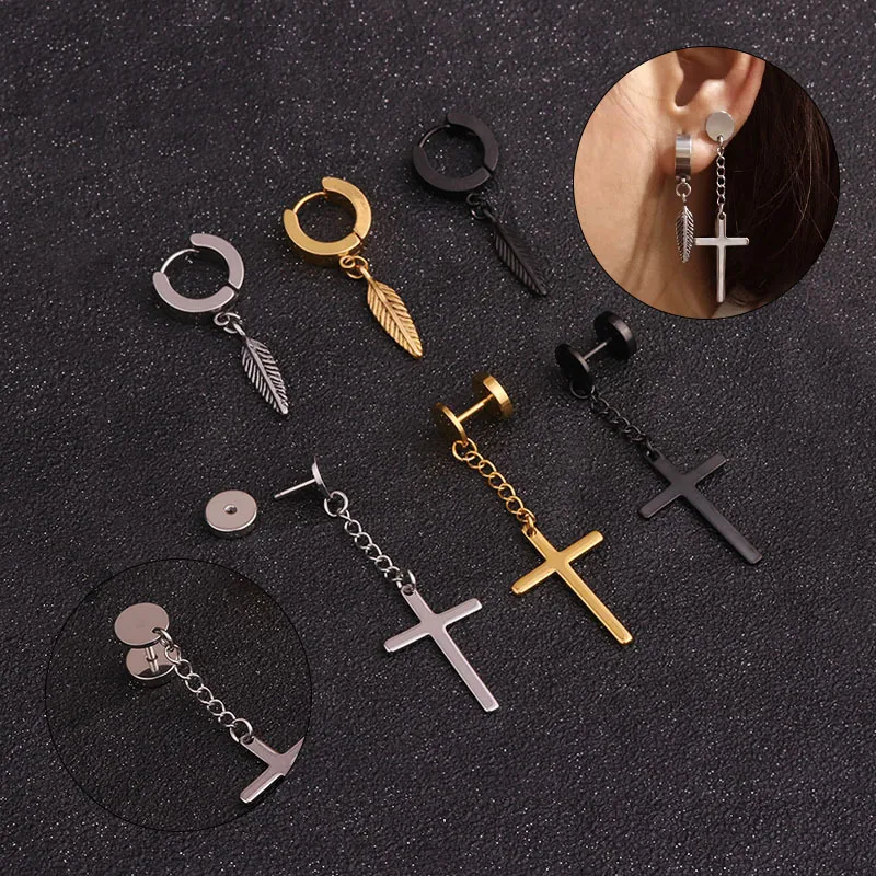 Wholesale 316L Stainless Steel Ear Cartilage Rings & Studs Cross Waterproof Non Tarnish Surgical Steel Unisex