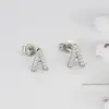 Wholesale Copper Letter Water Plating Zircon Platinum Plated Gold Plated Fashion Inlay Ear Studs