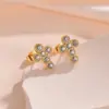 Wholesale PVD Coated Real Gold Plated Printing 304 Stainless Steel Simple Style Waterproof Non Tarnish Ear Studs