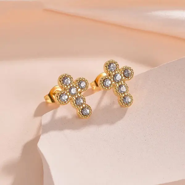 Wholesale PVD Coated Real Gold Plated Printing 304 Stainless Steel Simple Style Waterproof Non Tarnish Ear Studs