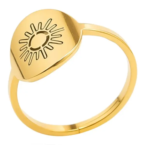 Wholesale PVD Coated Real Gold Plated 18K Gold Solid Color 304 Stainless Steel Classic Style Commute Waterproof Non Tarnish Rings