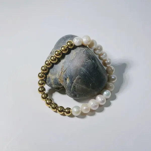 Wholesale Elegant Color Block 304 Stainless Steel Freshwater Pearl Bracelets In Bulk