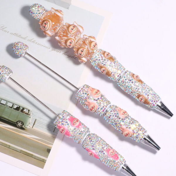 Wholesale New Cartoon Cute Rab Bubble Mart DIY Beaded Pen Ballpoint Pen Decorative Accessories