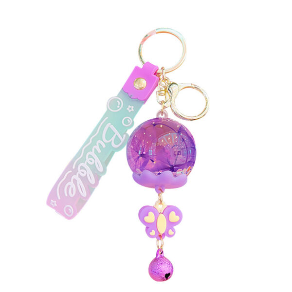 Wholesale Cross-border cartoon oil dried flower quicksand ball keychain wind bell flower pendant acrylic jewelry quicksand bottle