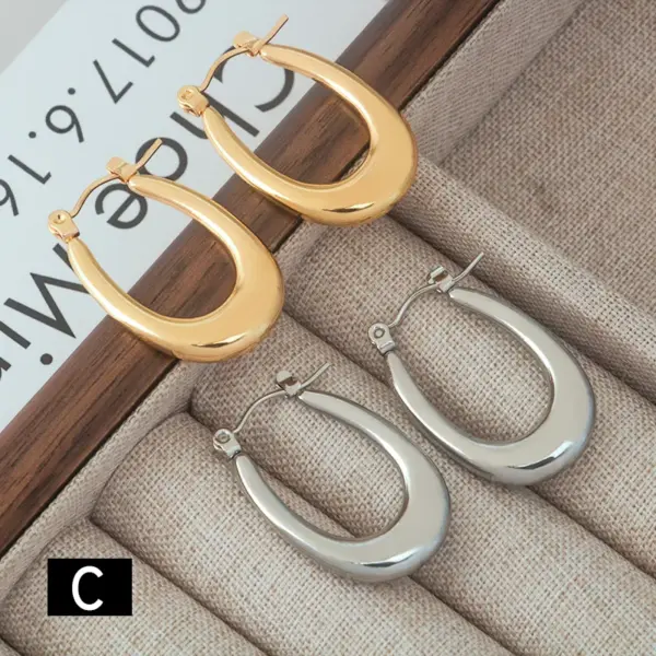 Wholesale 201 Stainless Steel U Shape Geometric Electroplating Golden Plated Modern Style Classic Style Earrings
