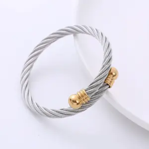 Steel Wire Gold Head / Wire Diameter: 6mm Bracelet Head: 9mm Inner Diameter: 55mm