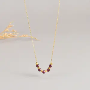 Wine Red-Garnet / Pendant Diameter: Redstone 0.4 Beads 0.3cm Chain Length: 40+6cm (Clavicle Chain)
