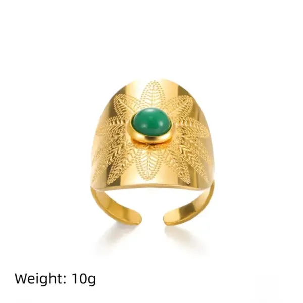 PVD Coated Real Gold Plated 18K Gold Geometric 304 Stainless Steel Retro Waterproof Non Tarnish Open Rings