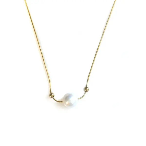 PVD Coated Real Gold Plated 18K Gold Solid Color 304 Stainless Steel Simple Style Waterproof Non Tarnish 304 Stainless Steel Necklace