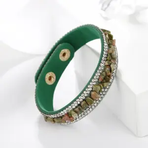 Green Stone Double Row Diamond
