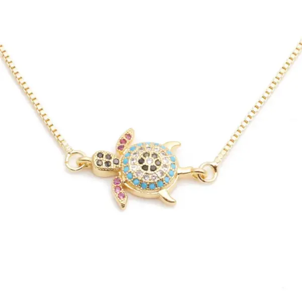 Wholesale Jewelry Micro-set Zircon Turtle Pendant Necklace Ladies Necklace Copper Necklace Wholesale Nihaojewelry