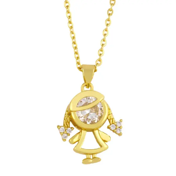 Wholesale Copper Cable Chain Plating Doll Necklace