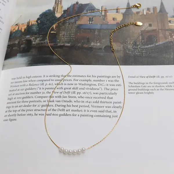 PVD Coated Real Gold Plated 18K Gold Pearl 304 Stainless Steel Waterproof Non Tarnish 304 Stainless Steel Necklace