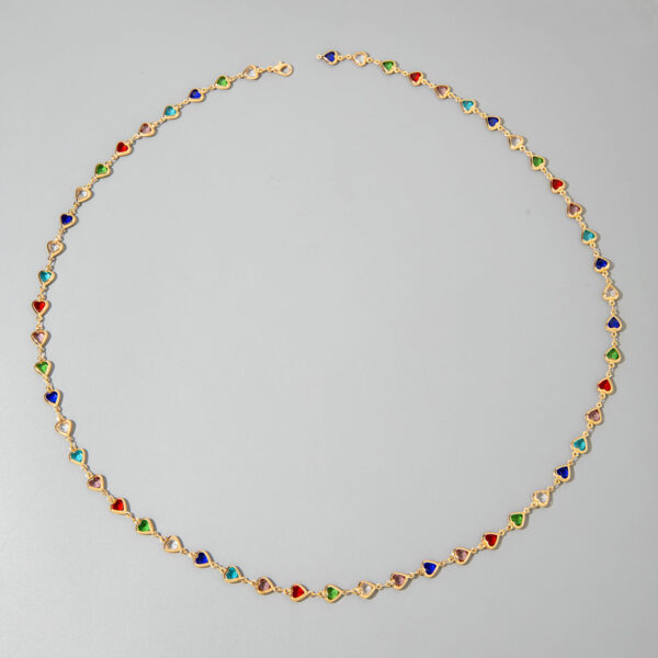 Wholesale Colorful crystal metal clavicle necklace with Y-shaped chain layering