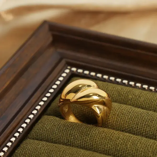 Wholesale 304 Stainless Steel Solid Color PVD Coated 18K Gold Plated Real Gold Plated Casual Simple Style Waterproof Non Tarnish Plating Gold Silver Rings