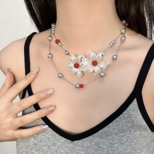 Beaded flower necklace dx0809