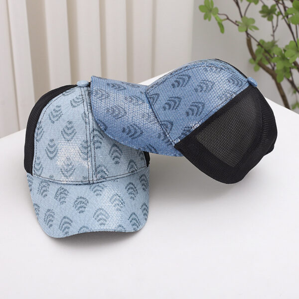 Wholesale Summer New Mesh Baseball Cap Women's Cross-border European and American Fashion All-match Sunshade Cap Sequin Leopard Mesh Cap