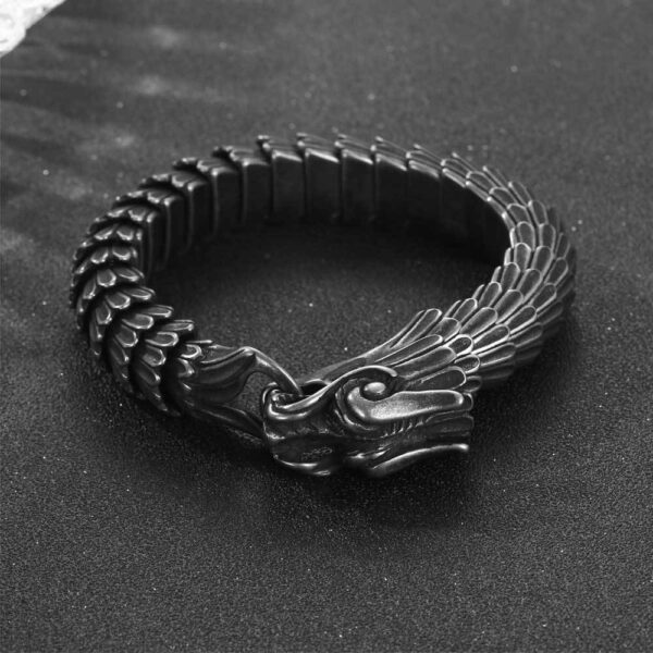 Wholesale European and American dragon Lin grain thick bracelet titanium steel men's vintage bracelet stainless steel casting bracelet dragon scale bracelet E607