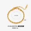 Ion Plating (IP) 18K Gold Plated Twist 304 Stainless Steel Simple Style Waterproof Non Tarnish 304 Stainless Steel Bracelets