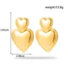 PVD Coated Heart Shape 304 Stainless Steel Simple Style Korean Style Waterproof Non Tarnish Drop Earrings