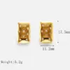 Wholesale 1 Pair Basic Vintage Style Commute Square Inlay 304 Stainless Steel Zircon 18K Gold Plated Ear Studs