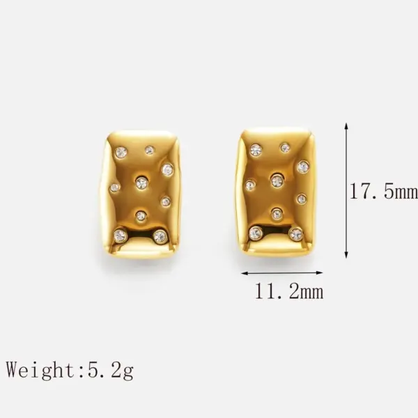 Wholesale 1 Pair Basic Vintage Style Commute Square Inlay 304 Stainless Steel Zircon 18K Gold Plated Ear Studs