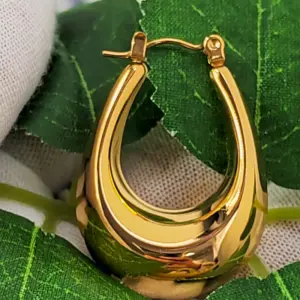Wholesale Punk U Shape Plating 304 Stainless Steel 18K Gold Plating In Furnace Stainless Steel Earrings