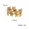 Wholesale PVD Coated Real Gold Plated 18K Gold Pentagram Star 304 Stainless Steel Modern Style Simple Style Waterproof Non Tarnish Open Rings