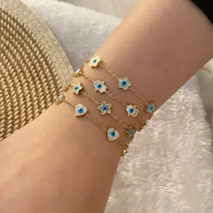 Wholesale PVD Coated 18K Gold Real Gold Plated Star Flower 304 Stainless Steel Elegant Cute Waterproof Non Tarnish 304 Stainless Steel Bracelets